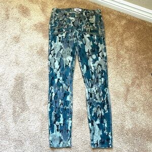 Paige Edgemont camo snake skinny jeans with moto zips